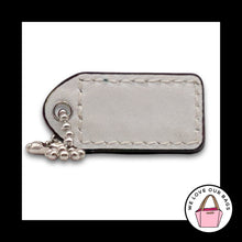 Load image into Gallery viewer, COACH Y2K VINTAGE Hang Tag Bag Charm Keychain White Blue Polka Dot Leather 1.5"
