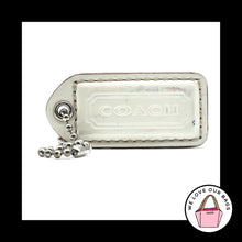 Load image into Gallery viewer, 2&quot; Y2K VINTAGE COACH White Saddle Leather Nickel Fob Bag Charm Keychain Hang Tag
