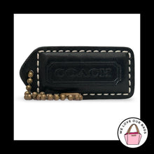 Load image into Gallery viewer, COACH Y2K VINTAGE Hang Tag 2" Black Antique Brass Leather Bag Charm Keychain Fob
