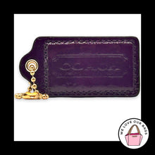 Load image into Gallery viewer, COACH HANG TAG 3" Purple Patent Leather Bag Charm Keychain Fob Brass X-Large
