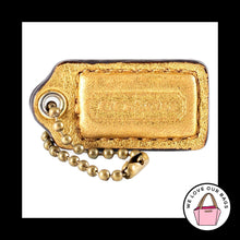 Load image into Gallery viewer, COACH HANG TAG 1.5" Gold Bag Charm Keychain Fob Leather Brass Small
