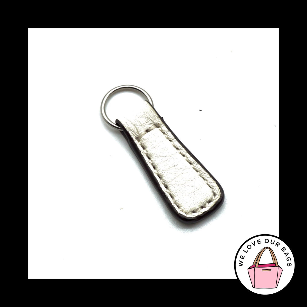 Vintage COACH ZIPPER PULL White Leather Strap Nickel Purse Bag Wallet Wristlet
