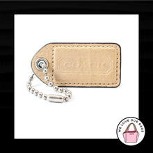 Load image into Gallery viewer, 2.5&quot; Lrg COACH Taupe Beige &amp; Brown back Leather Fob Bag Charm Keychain Hang Tag
