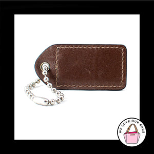 2.5" Lrg COACH Taupe Beige & Brown back Leather Fob Bag Charm Keychain Hang Tag