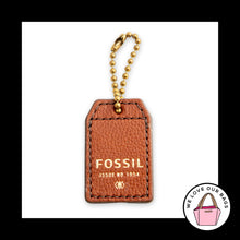 Load image into Gallery viewer, Y2K Vintage FOSSIL 1954 Brown Leather Brass Bag Charm Hang Tag Keychain Key Fob
