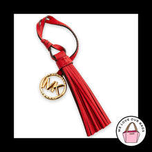 Load image into Gallery viewer, New MICHAEL KORS TASSEL Red Leather Gold Metal Bag Charm Hang Tag Keychain Fob

