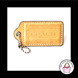 3" Large COACH Saddle Brown Leather Nickel Key Fob Bag Charm Keychain Hang Tag