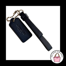 Load image into Gallery viewer, 2 pc LOT COACH New York Navy Blue Leather Tassel Hang Tag Fob Bag Charm Keychain
