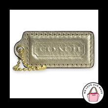 Load image into Gallery viewer, COACH HANG TAG 2.25" Gold Metallic Leather Bag Charm Keychain Fob Brass Large
