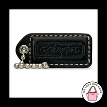 Load image into Gallery viewer, COACH Y2K VINTAGE Hang Tag 2" Black Leather Nickel Bag Charm Keychain Fob Medium
