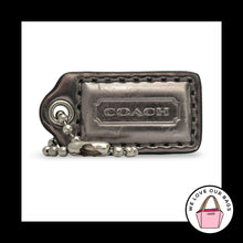 Load image into Gallery viewer, COACH POPPY HANG TAG 1.5" Silver Mirrored Leather Nickel Bag Charm Keychain Fob
