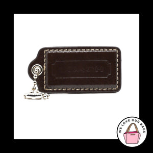 2.5" Large COACH Mahogany Brown Patent Leather Fob Bag Charm Keychain Hang Tag