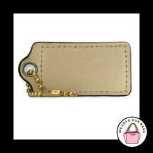 Load image into Gallery viewer, COACH HANG TAG 2.5" Gold Cream Stripe Leather Brass Bag Charm Keychain Fob Large
