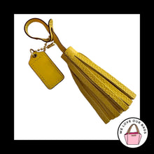 Load image into Gallery viewer, 2 pc LOT COACH Yellow Leather Tassel &amp; Hang Tag Key Fob Bag Charm Keychain Brass
