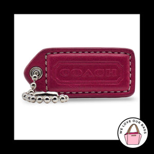 2" Medium VINTAGE COACH Pink Leather Nickel Key Fob Bag Charm Keychain Hang Tag