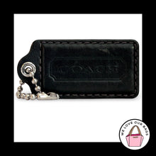 Load image into Gallery viewer, COACH HANG TAG 2.5" Black Smooth Leather Bag Charm Keychain Fob Nickel Large
