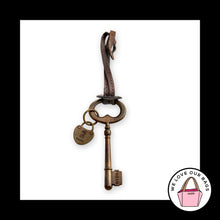 Load image into Gallery viewer, FOSSIL KEY HEART Brass - Dark Brown Leather Strap Bag Charm HangTag Keychain Fob

