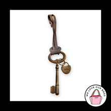 Load image into Gallery viewer, FOSSIL KEY HEART Brass - Dark Brown Leather Strap Bag Charm HangTag Keychain Fob
