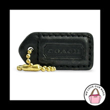 Load image into Gallery viewer, COACH Y2K VINTAGE Hang Tag 1.5" Black Leather Bag Charm Keychain Fob Brass Small
