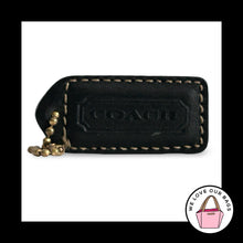 Load image into Gallery viewer, COACH Y2K VINTAGE Hang Tag 2" Black Leather Bag Charm Keychain Fob Antique Brass
