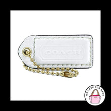 Load image into Gallery viewer, 2&quot; Medium COACH White LEATHER SUEDE Brass Key Fob Bag Charm Keychain Hang Tag
