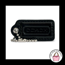Load image into Gallery viewer, COACH HANG TAG 2" Black Patent Leather Bag Charm Keychain Fob Nickel Medium
