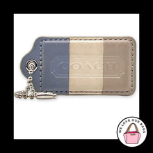 Load image into Gallery viewer, COACH HANG TAG 3" Blue Taupe Cream Stripe Leather Bag Charm Keychain Fob X-Large
