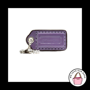 1.5" Small COACH Purple Leather Nickel Key Fob Bag Charm Keychain Hang Tag