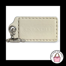 Load image into Gallery viewer, XL COACH HANGTAG 3" White &amp; Blue Leather Bag Charm Keychain Fob Nickel X-Large
