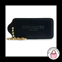Load image into Gallery viewer, COACH HANG TAG 2.25" Black Leather Bag Charm Keychain Fob New York Gold Brass
