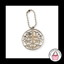 Load image into Gallery viewer, JUICY COUTURE Hang Tag Round Cutout Silver Nickel Metal Bag Charm Keychain Fob
