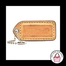 Load image into Gallery viewer, 2&quot; VINTAGE COACH Natural &amp; Metallic Green Leather Fob Bag Charm Keychain HangTag
