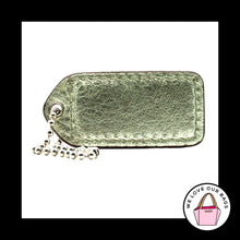 Load image into Gallery viewer, 2&quot; VINTAGE COACH Natural &amp; Metallic Green Leather Fob Bag Charm Keychain HangTag
