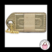 Load image into Gallery viewer, COACH Y2K VINTAGE Hang Tag 2.5" Gold Cream Stripe Leather Bag Charm Fob Large
