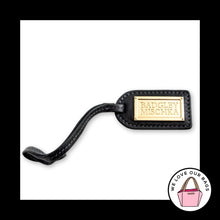 Load image into Gallery viewer, BADGLEY MISCHKA Gold Metal Black Leather Strap Bag Charm Hang Tag Keychain Fob
