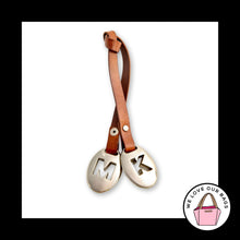 Load image into Gallery viewer, MICHAEL KORS Silver Metal Brown Leather Strap Bag Charm Hang Tag Keychain Fob
