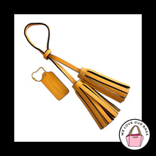 Load image into Gallery viewer, Lot COACH LEGACY Mustard Yellow Leather Tassel Strap Hang Tag Bag Charm Keychain
