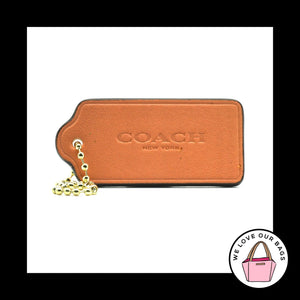 2.25" COACH NEW YORK Salmon Orange Leather Brass Fob Bag Charm Keychain Hang Tag