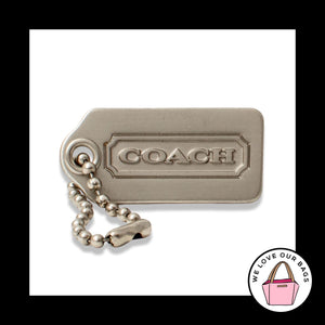 1.25" VINTAGE COACH BRUSHED Nickel Silver Metal Fob Bag Charm Keychain Hang Tag