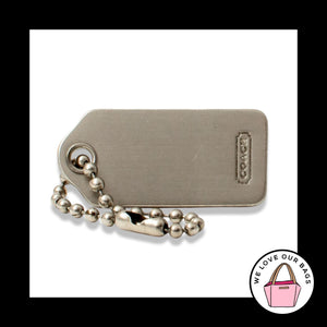 1.25" VINTAGE COACH BRUSHED Nickel Silver Metal Fob Bag Charm Keychain Hang Tag