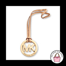 Load image into Gallery viewer, MICHAEL KORS Gold Metal Tan Natural Leather Strap Bag Charm HangTag Keychain Fob
