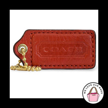 Load image into Gallery viewer, COACH HANG TAG 2.5" Burnt Orange Leather Bag Charm Keychain Fob Brass Large
