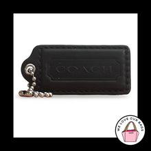 Load image into Gallery viewer, COACH HANG TAG 2.25" Black Smooth Leather Bag Charm Keychain Fob Nickel Large
