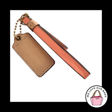 Load image into Gallery viewer, 2 pc LOT COACH Pink Peach Tan Leather Tassel &amp; Hang Tag Fob Bag Charm Keychain

