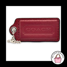 Load image into Gallery viewer, COACH HANG TAG 2.5" Cherry Dark Red Leather Bag Charm Keychain Fob Nickel Large

