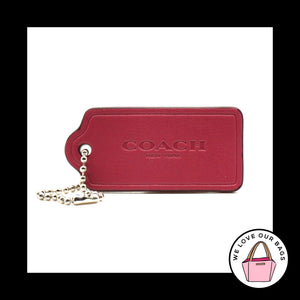 2.25" COACH NEW YORK Dark Pink Leather Nickel Fob Bag Charm Keychain Hang Tag