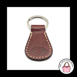 DOONEY & BOURKE Brown Leather Teardrop Nickel Fob Bag Charm Keychain Hang Tag