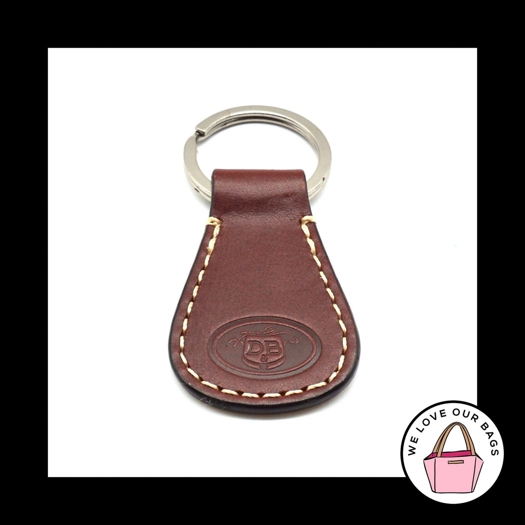 DOONEY & BOURKE Brown Leather Teardrop Nickel Fob Bag Charm Keychain Hang Tag