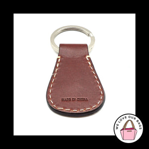 DOONEY & BOURKE Brown Leather Teardrop Nickel Fob Bag Charm Keychain Hang Tag