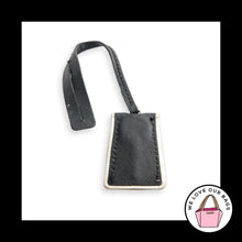 Load image into Gallery viewer, MICHAEL KORS CLOCHETTE Silver Key Black Leather Bag Charm Hang Tag Keychain Fob

